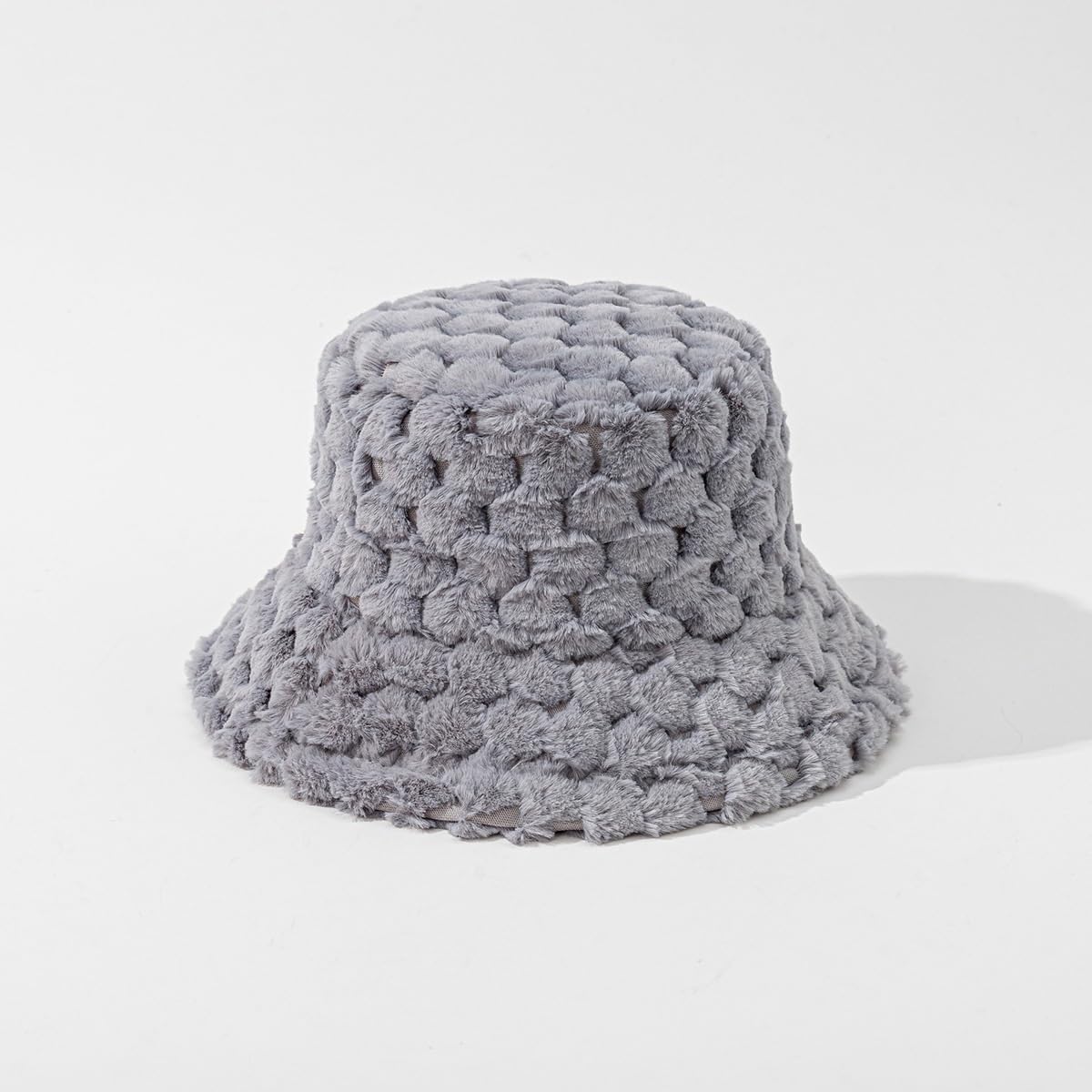 Retro Faux Fur Fuzzy Bucket Hat for Women Fashion Warm Furry Fisherman Cap Winter Casual Plush Basin Hat