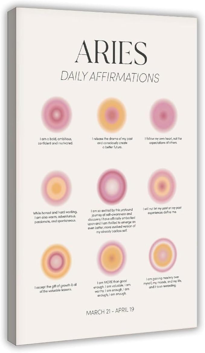 Aries Aura_gradient, Constellation_astrology Poster Wall Art Decor Print Picture Paintings for Living Room Bedroom Decoration Frame 12x18inch