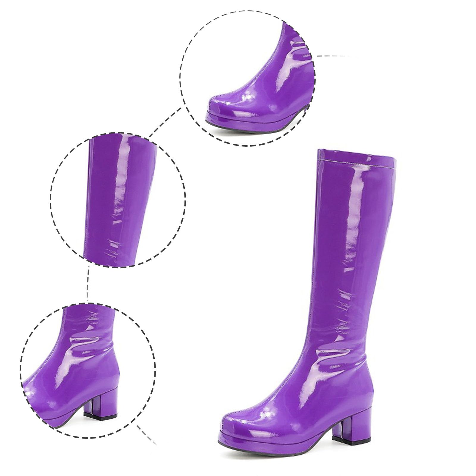 Botas por Encima de la Rodilla Botas de Mujer con Punta Cuadrada, Cremallera Lateral, tacón Grueso y Altas hasta la Rodilla para Mujer