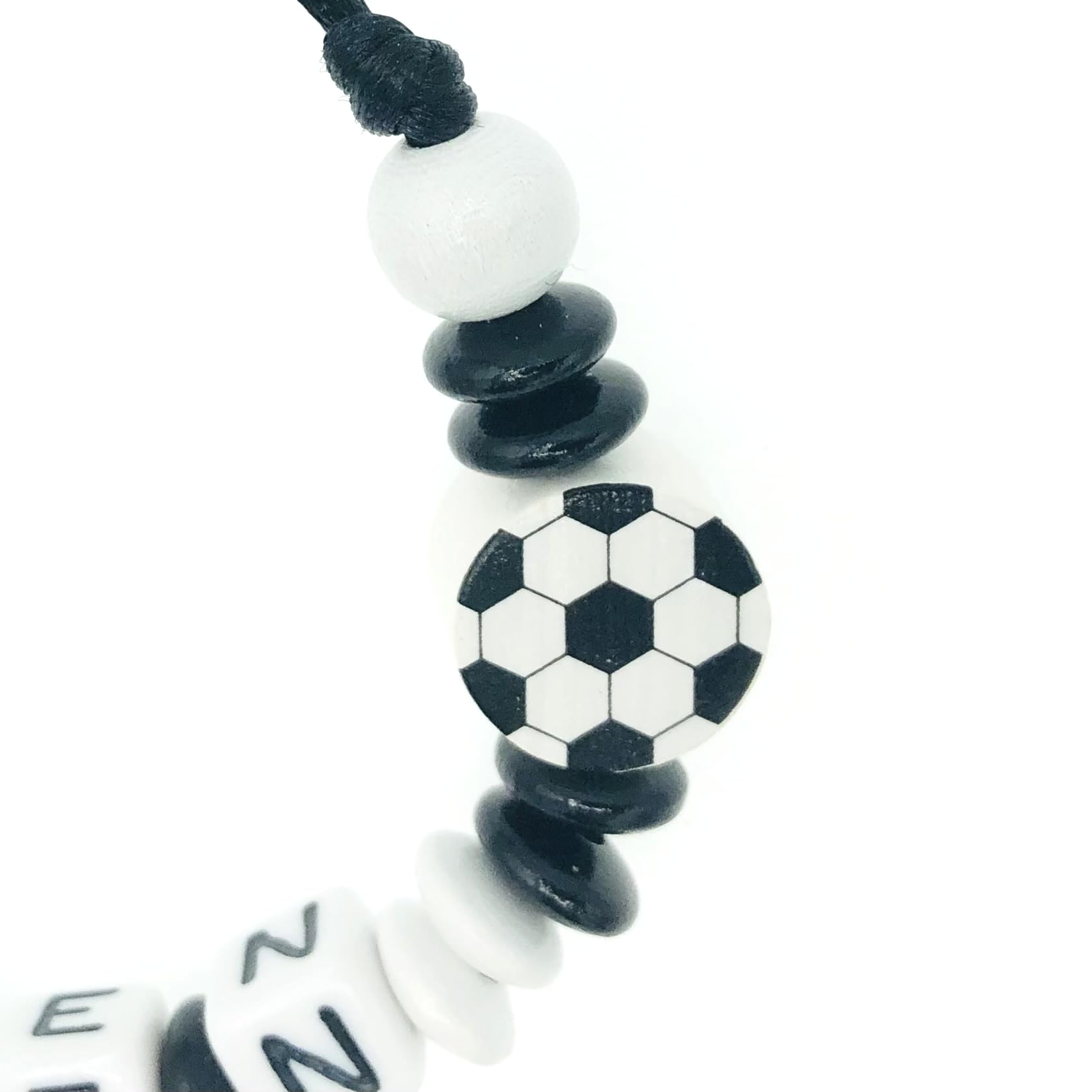 Set Nuckelkette + Kinderwagenkette mit Namen " für BESIKTAS fan - YAVRU KARTAL - FUßBALL " Schwarz Weiß/Baby/Unisex/Personalisiert/HANDMADE