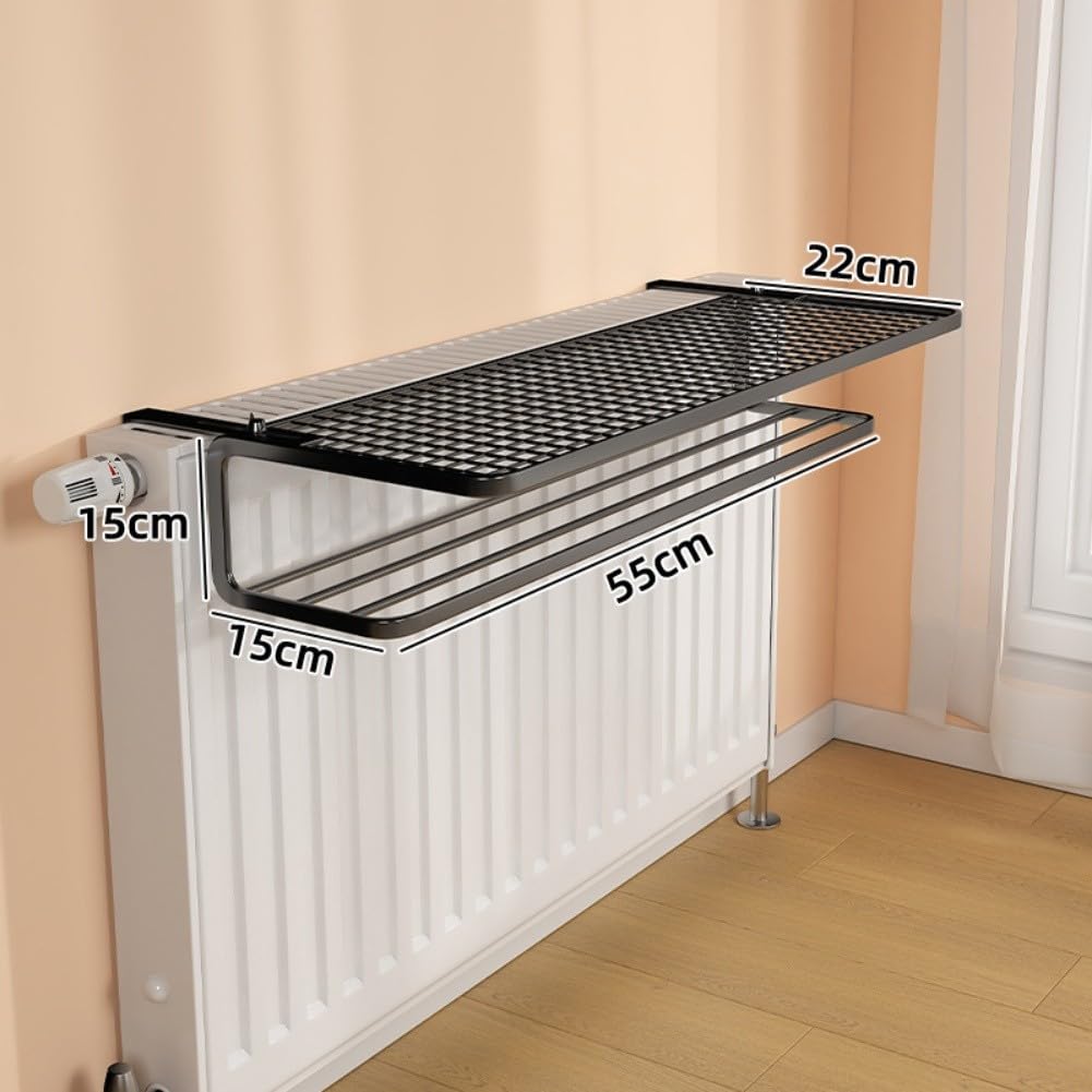 Verstellbares zweilagiges Heizkörper-Trockengestell für Kleidung und Schuhe, rostbeständig, hohe Kapazität, 20 kg Traglast, für Zuhause, Badezimmer, Küche, Wohnzimmer (35 cm, weiß)