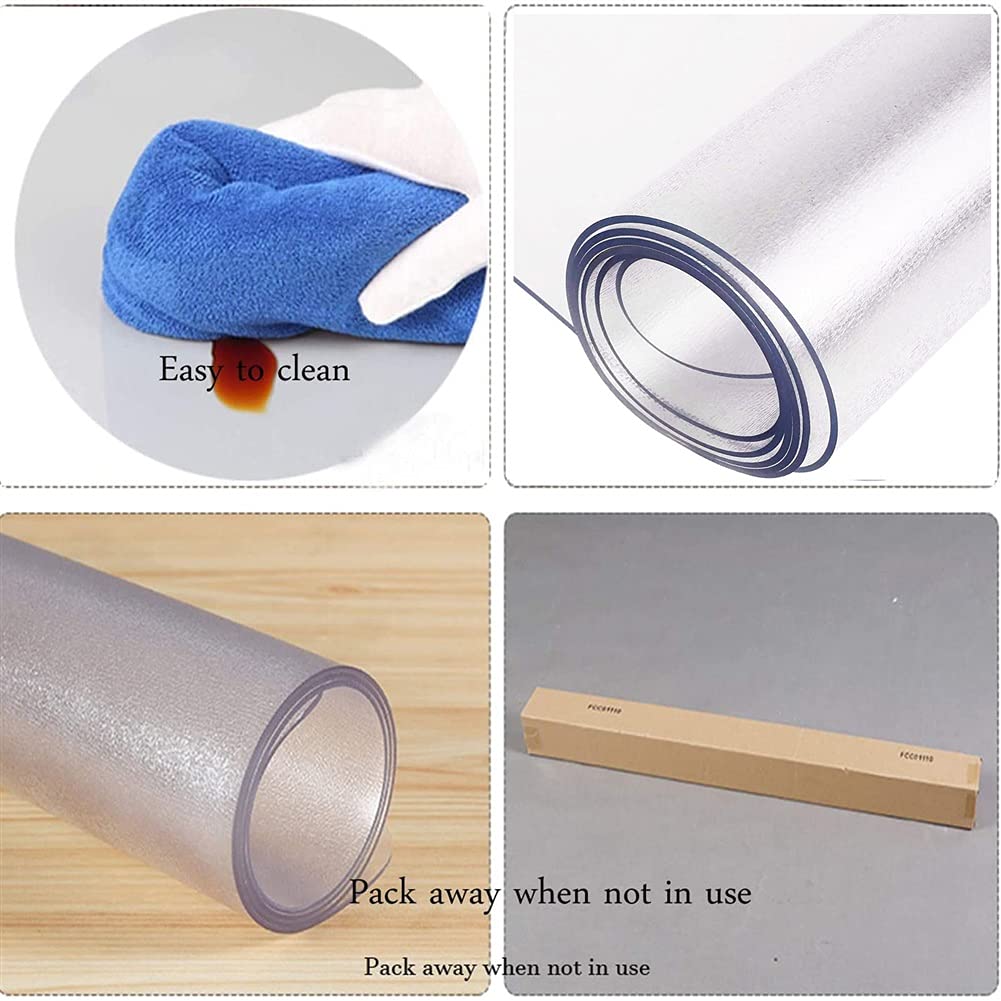 PlastiTable et tapis de chaise Transparent Antidérapant Idéal pour cuisine et salon 80 cm x 140 cm Épaisseur 1,5 mm 3