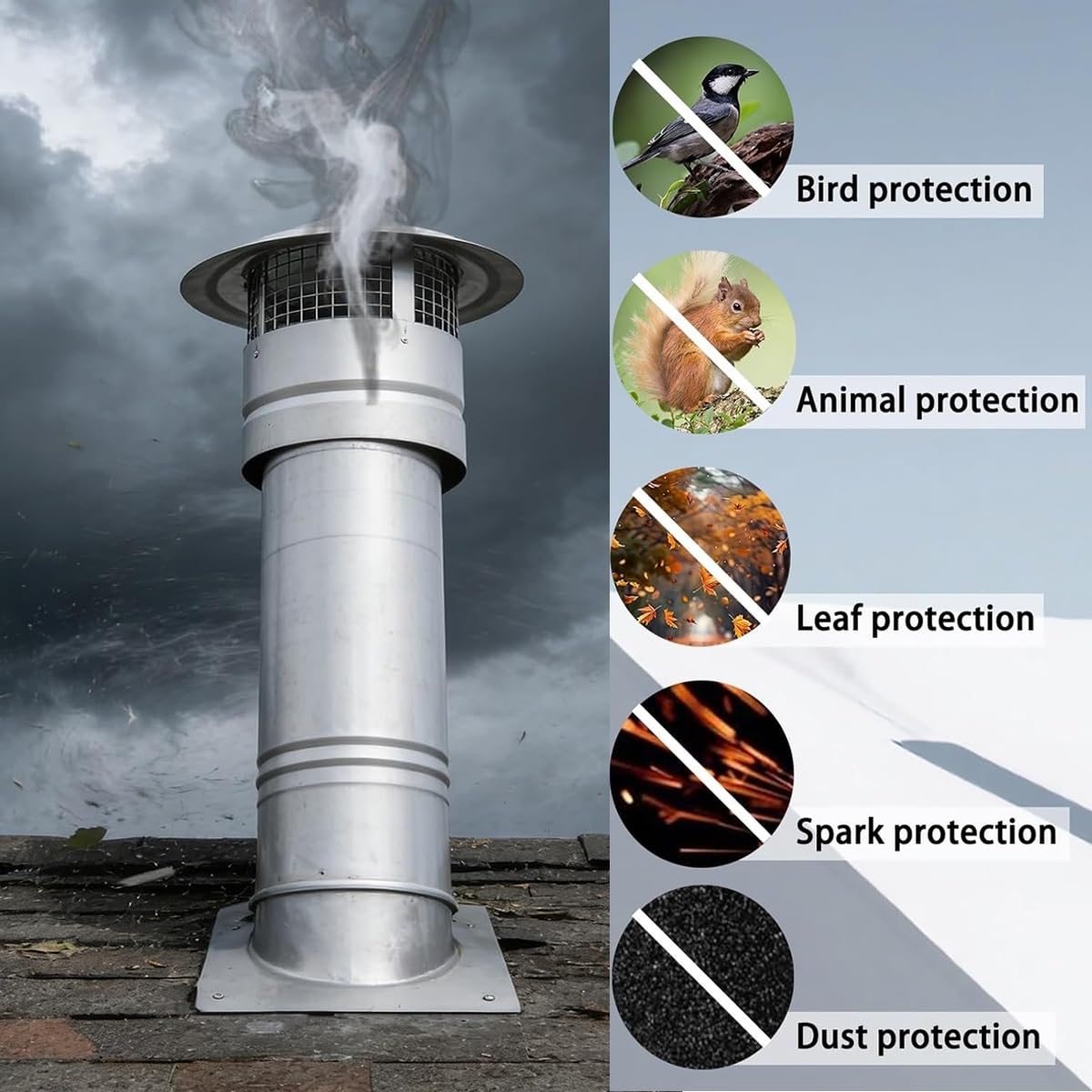 Cappello Del Camino, Cappello Conico Per Camino in Lamiera, Comignolo Antivento in Acciaio Inox 304 per Stufe Caldaie e Camini, Facile Da Installare(8 inches/200 mm)
