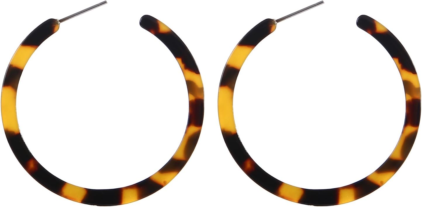 Tortoise Shell Resin Hoop Earrings Fashion Jewelry