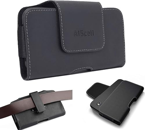 AIScell Estuche de transporte giratorio con clip para cinturón de carga lateral, funda de piel negra para DuraForce Pro 3, DuraSport 5G, DuraForce