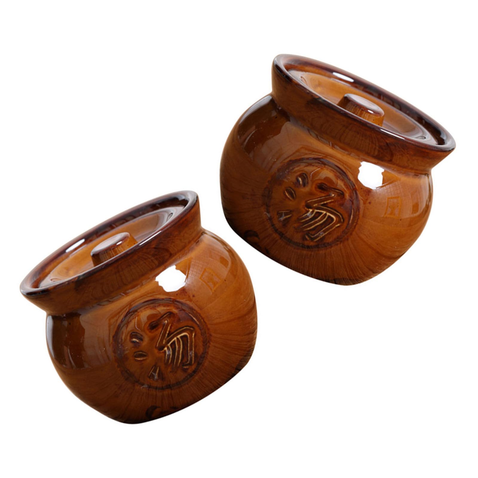 Pentola per Stufare in Ceramica Coperchio, 350ml, 2 Pezzi