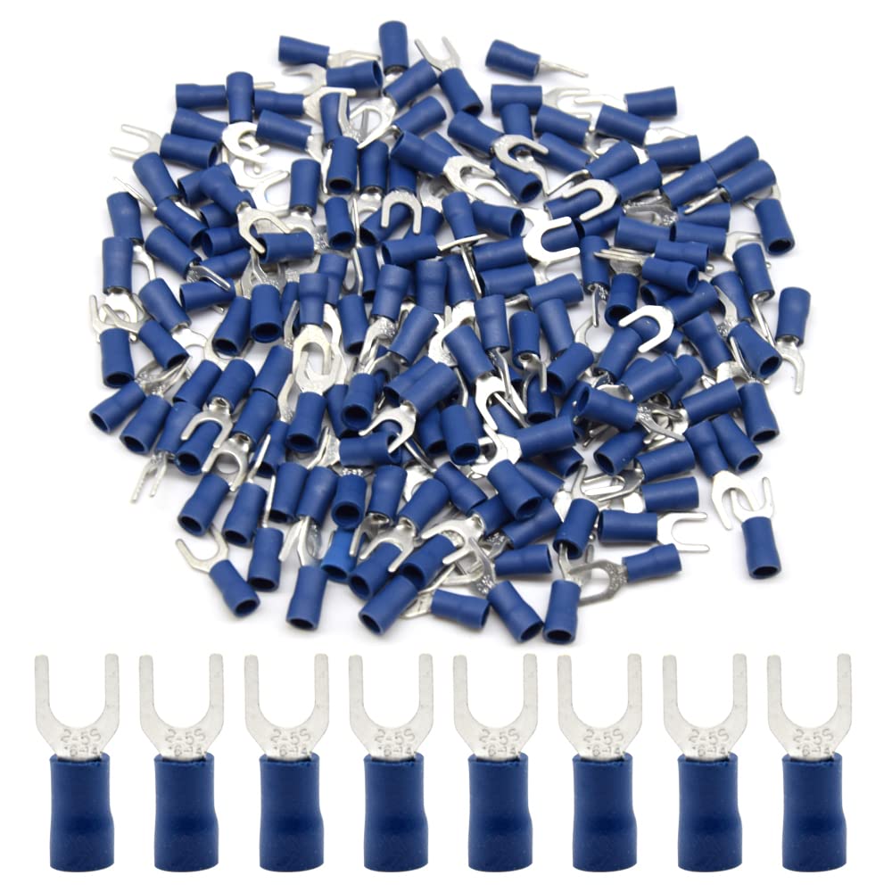 Connecteurs isolés de fil de bêche de fourche 16-14 AWG bleus pour sertissage électrique de type U