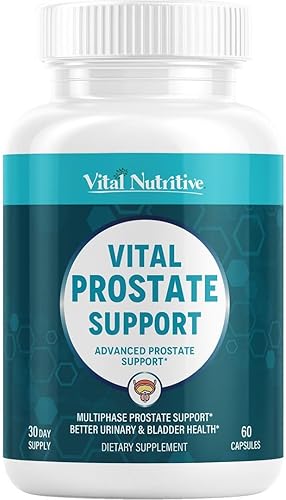 Vital Suplemento de apoyo para la próstata para hombres  Fórmula herbaria multifásica con palma enana americana, beta-sitosterol y zinc  Flujo