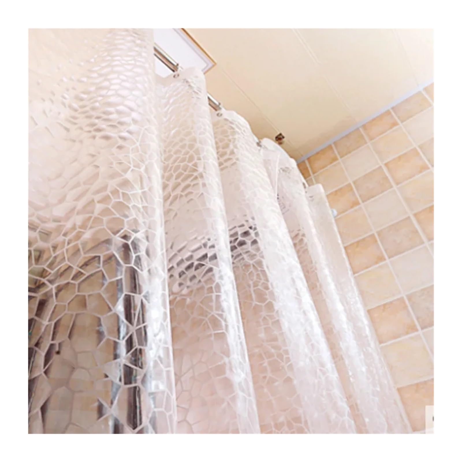 QHMMDCN Shower Curtain Transparent Shower Curtains Thickened Waterproof Bathroom Curtains Bathtub Large Wide Bathing Cover with Hooks(120x180cm WxH)