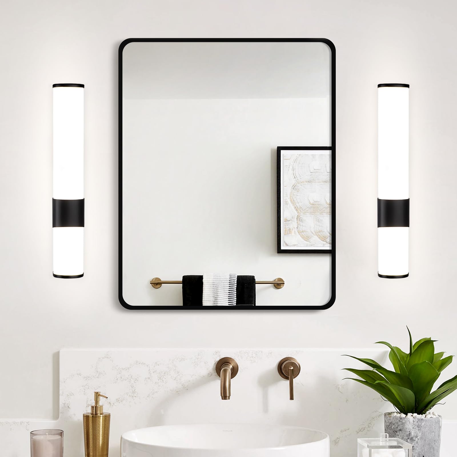 Lampada da Parete a Specchio per Bagno LED - Set di 2 Lampada 6W Colore Luce Bianca Neutra 4000K Parete a Specchio Laterale Bagno 35 cm