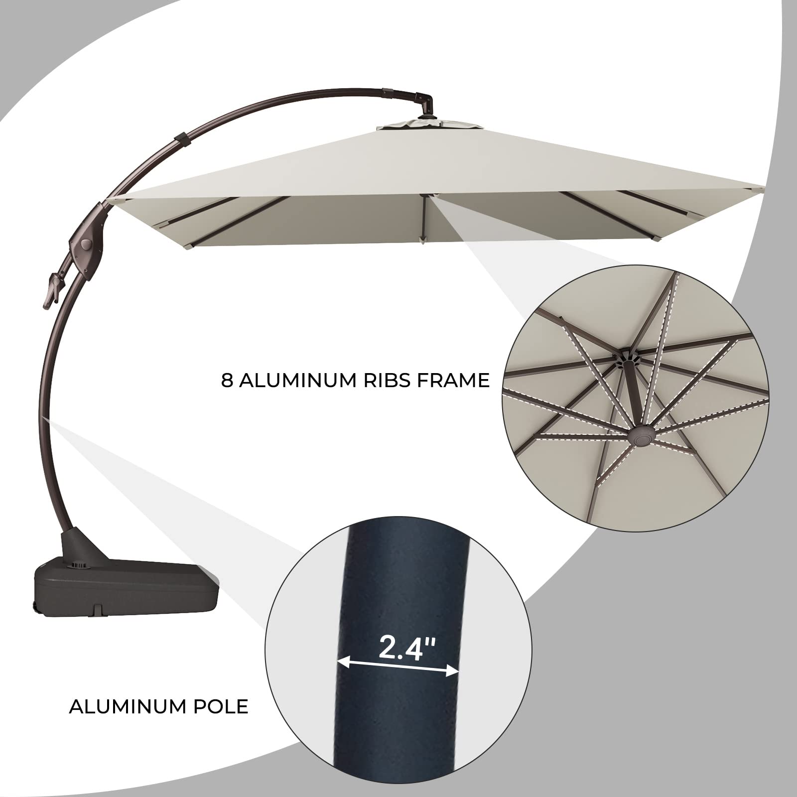black patio umbrella amazon 10 ft patio umbrella amazon PURPLE LEAF 9x12ft Yard Umbrella in Wood Color,  Cantilever Outdoor Sun Umbrella for Deck, Cream
