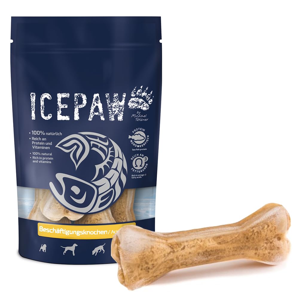ICEPAW Beschäftigungsknochen I extra Langer Knabberspaß I mit Kamalabaum I Wurmschutz I Zahnpflege