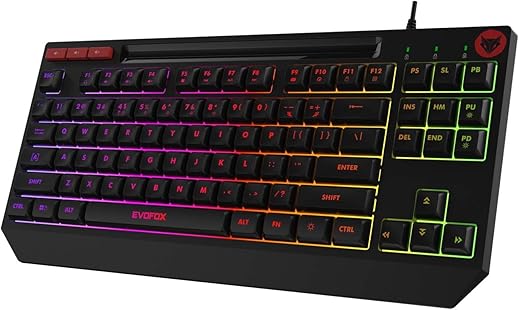 EvoFox Deathray TKL RGB Gaming Keyboard | 16 Million True Prism Colors | Seven Backlight Effects and One Custom Effect | Silent Membrane Keys |…