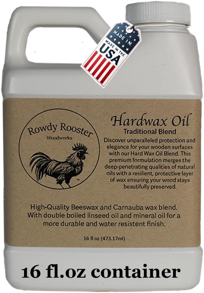 Traditional Hard Wax Oil - Durable Satin Finish with Mineral Oil, Hard Wax, and Linseed Oil for a Beautiful protective Wood Finish. Ideal for bare wood, furniture and more.-USA Made (16 fl.oz)