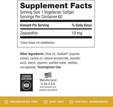 EyePromise Zeaxanthin Eye Health Supplements - 60 Softgels, 60-Day Supply | Eye Vitamins with 10 mg Zeaxanthin to Support Long-Term Vision Health (Packaging May Vary)