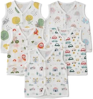 Putchi Organic Muslin Cotton Sleeveless Jhabla for Baby Boys & Girls, Regular Fit Vest, Soft & Cozy Summer Wear for Boys &... Price In India