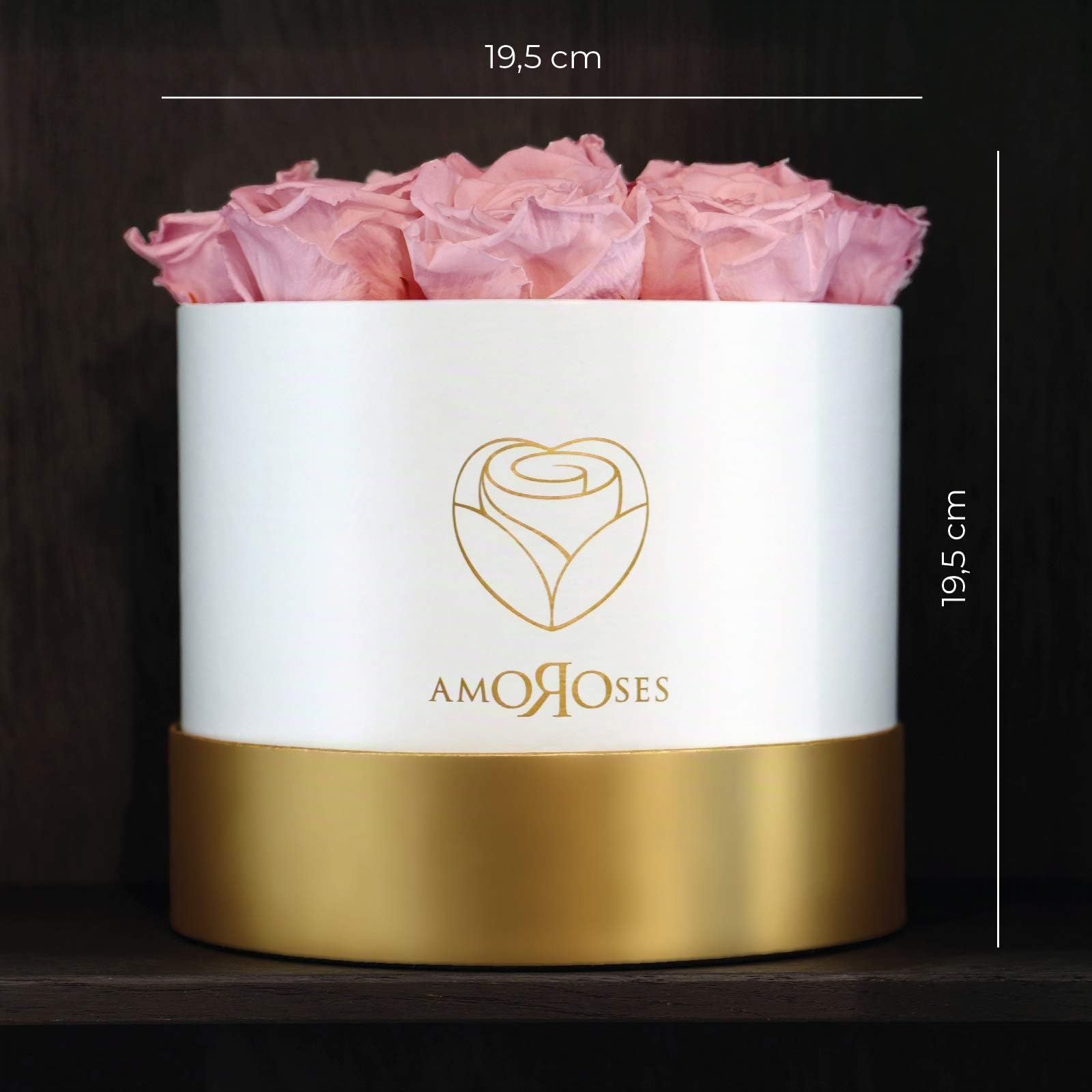 Amoroses 12 Rosas Reales Estabilizadas Duran Años - Idea de regalo de flores preservadas, rosas eternas para ocasiones especiales (Caja Blanca con Rosas Rosas)