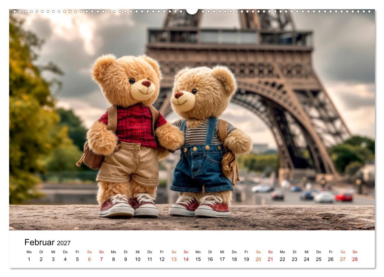Teddybären - im Doppelpack durchs Jahr (hochwertiger Premium Wandkalender 2027 DIN A2 quer), Kunstdruck in Hochglanz: Zwei kleine Fellfreunde meistern das große Leben. (CALVENDO Tiere)