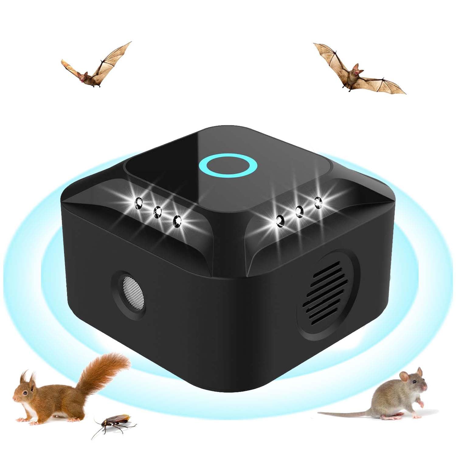 Ultrasons pour Rats, 2024 Répulsif à ultrasons Souris et Rats 360° avec lumière LED répulsif à ultrasons pour Souris rongeurs parasites internes Plug-in cafards Anti-parasites pour Jardin