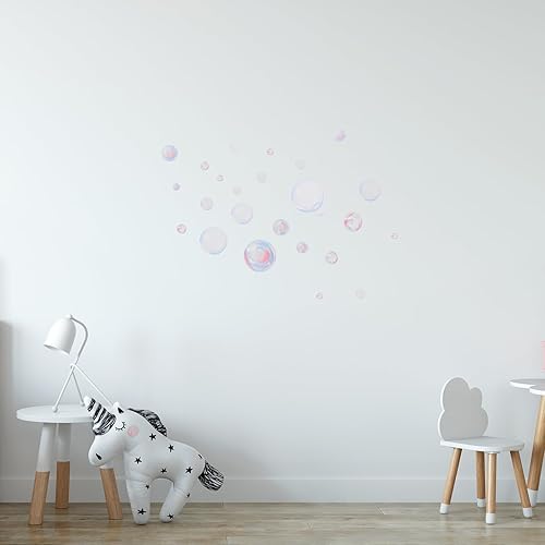 Miniatura 3 de Calcomanías de pared de burbujas para baño, calcomanías de océano bajo el arte, decoración de vinilo, burbujas de vinilo, fondo de sirena, mural