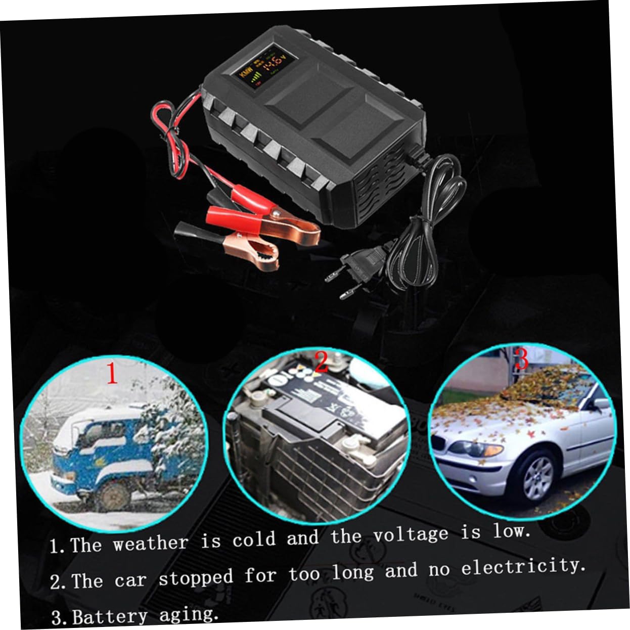 Chargeur de Batterie Automobile 12 V 20 A Noir en Plastique