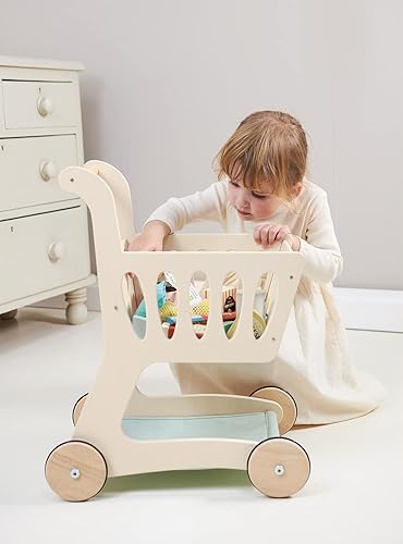 Miniatura 6 de Tender Leaf Toys - Carrito de compras - Carrito de compras de madera con almacenamiento adicional - Juguete perfecto para jugar a roles, promueve la