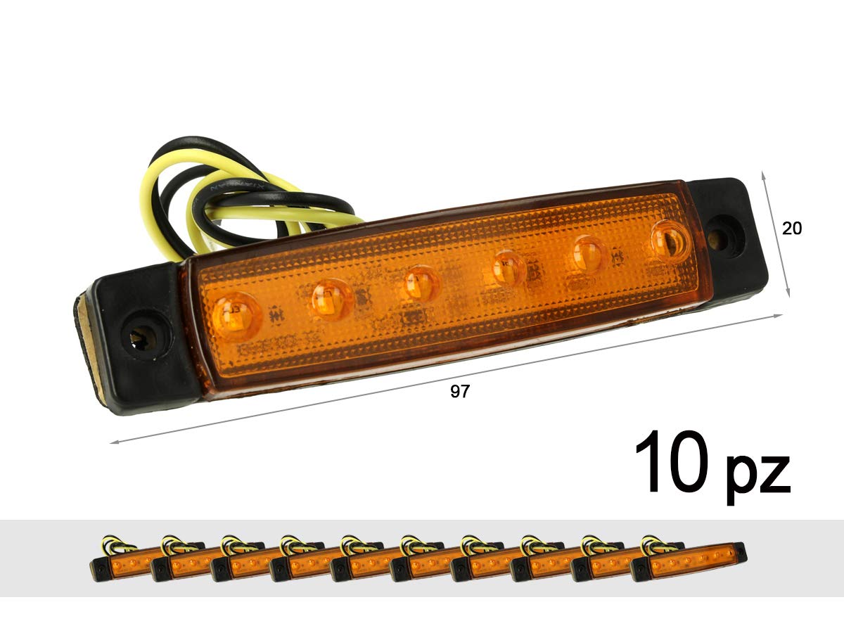 A2ZWORLD 10 Luci Laterali LED Arancioni 12V/24V – Impermeabili IP65 Per Camion, Rimorchi, Caravan E Furgoni