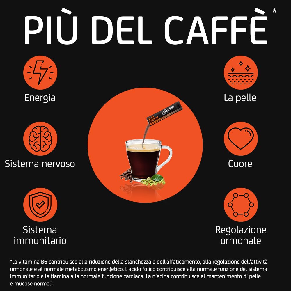 SLIM COFFEE. Ottimo per il metabolismo lipidico. Con colina, garcinia cambogia, estratto di caffè verde, vitamine B e caffeina | Aumenta l'energia e il controllo dell'appetito | 30 porzioni