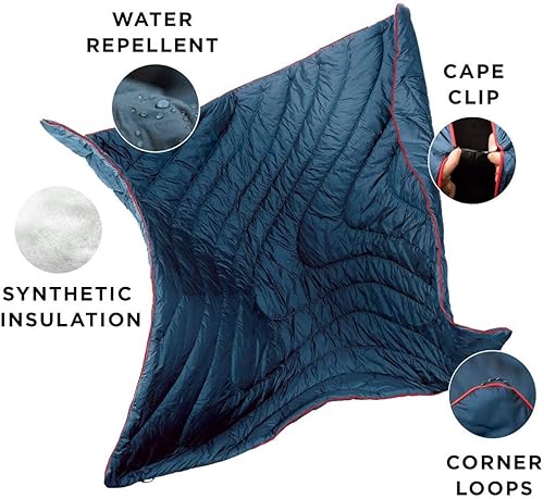 Miniatura 4 de Rumpl Manta hinchada original  Manta cálida para campamento, 100% poliéster reciclado, ligera, plegable, resistente al agua, manta acolchada para