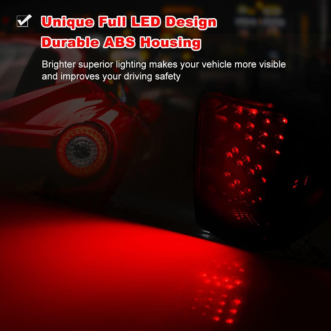 ROXX LED Tail Lights Assembly for 1997 1998 Jeep Grand Cherokee, Taillights with Led Turn Signals, Brake Lights and DRL, Smoke Lens Rear Lights Replacement, Driver & Passenger Side Tail Lamps Pair