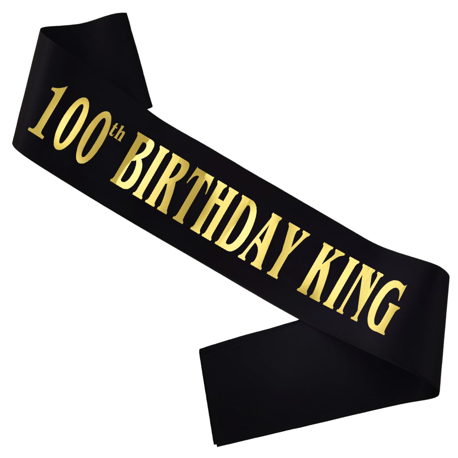 MUMUNN 100th Birthday King Sash, Gold Foil Black Satin Birthday Sash for Men 100th Fabulous Bday Party Gift Decorations Favors