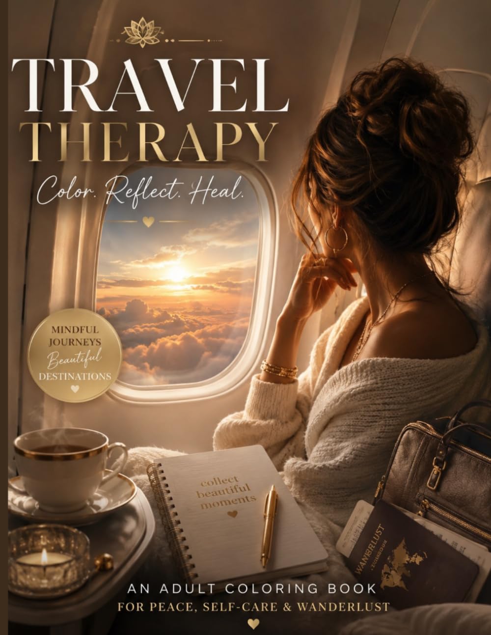 TRAVEL THERAPY COLOR REFLECT HEAL: AN ADULT COLORING BOOK FOR PEACE SELF CARE AND WANDERLUST