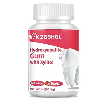 Hydroxyapatite Gum, 90 Pieces, Good for Teeth Remineralization, Sugar-Free Strawberry Chewing Gum with Xylitol, Two pieces after meals to freshen breath and protect the mouth