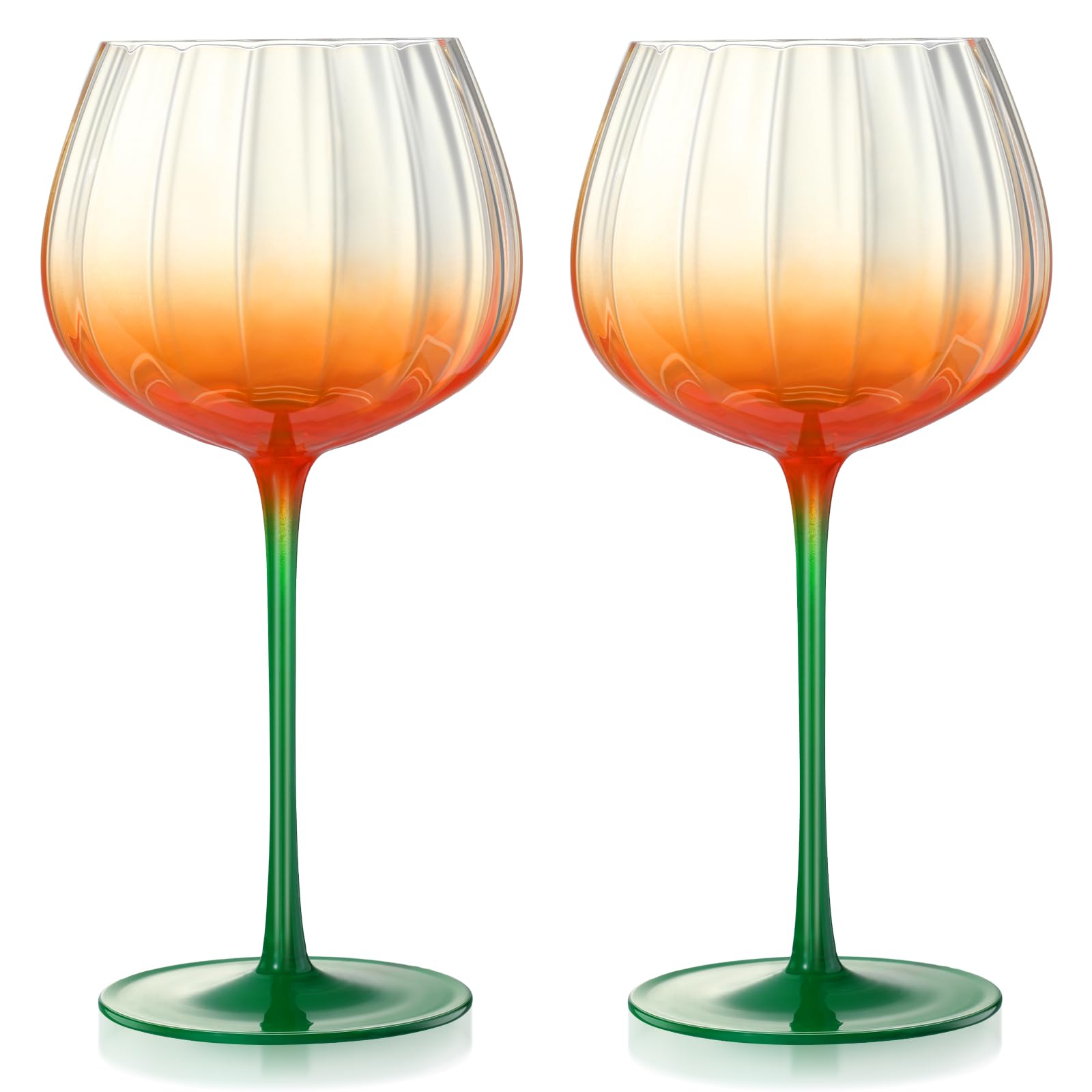 Singhoow 2 Pcs Halloween Pumpkin Goblet 20 oz Orange Fall Wine Glasses Cocktail Cups for Autumn Thanksgiving Halloween Party