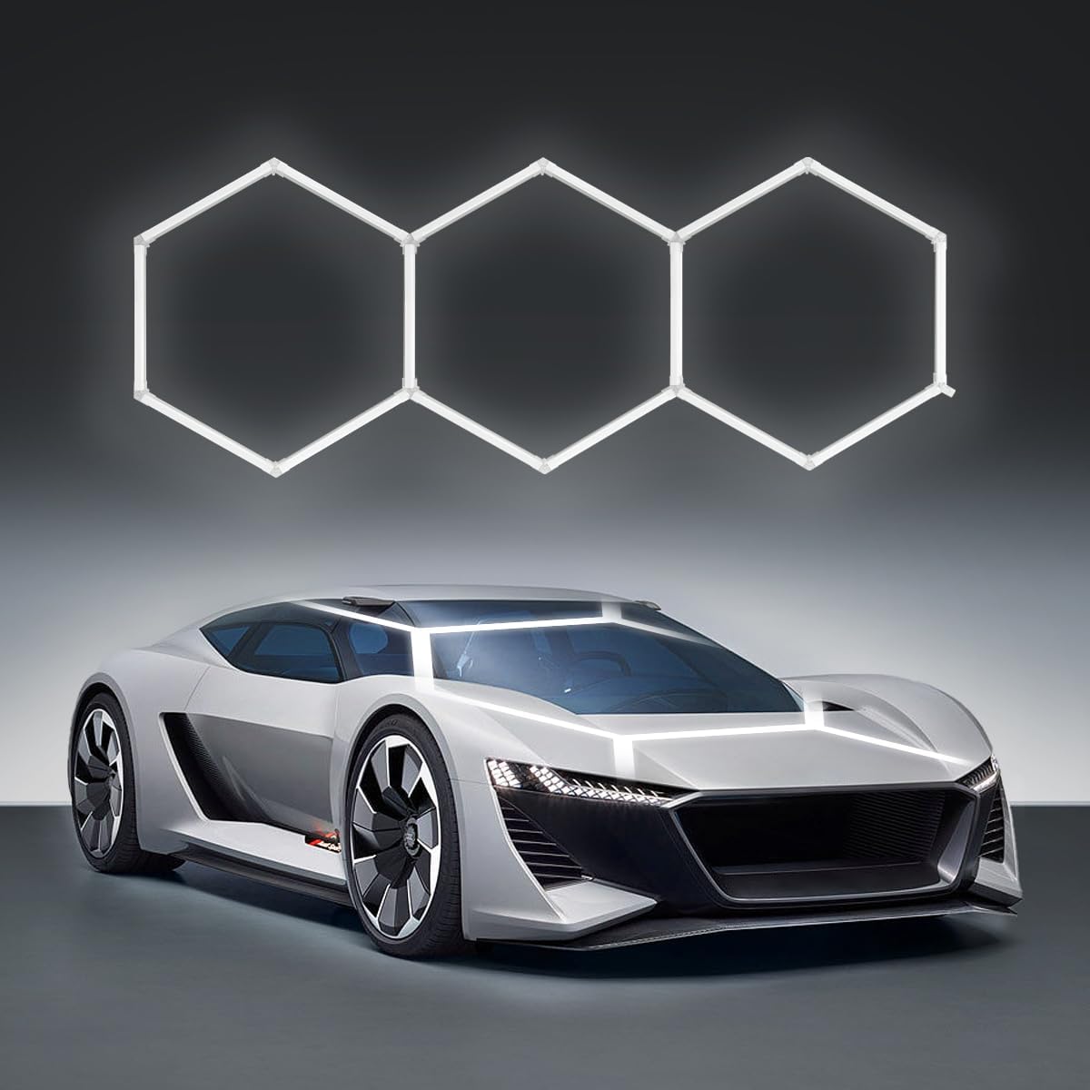 Hexagon Garage Light :16 Pack 128W 6500K 3 Honeycomb Ceiling Hex Lights Hexagon LED Lights for Garage Gym Basement Warehouse Auto Beauty Shop Car Detailing Hair Salon Workshop Lighting (hexagon-3-1)