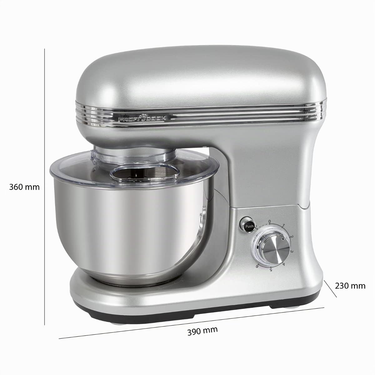 ProfiCook® Knetmaschinen-Set | Knetmaschine und Waage | Spezialgetriebe | 5 Liter | 8 Geschwindigkeitsstufen | 1200 Watt | Messbereich bis 5000 g (in 1 g-Schritten) | Edelstahl | PC-KM 1222 W