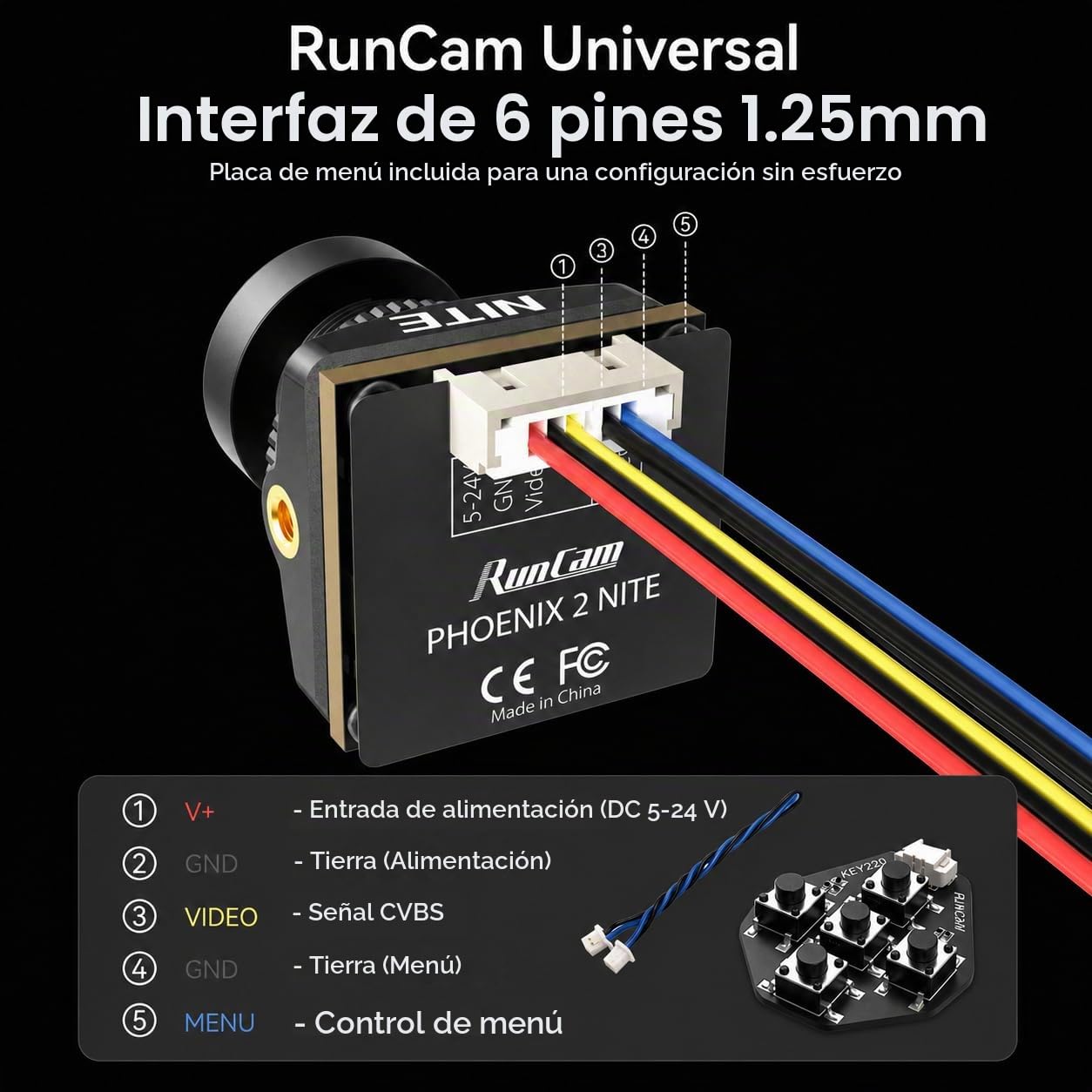 RunCam Night Eagle 3 Micro FPV HD Cámara 1/2.8'' 1500TVL 4:3/16:9 PAL/NTSC Switchable Starlight Night Vision Cámara para RC Racing Drone