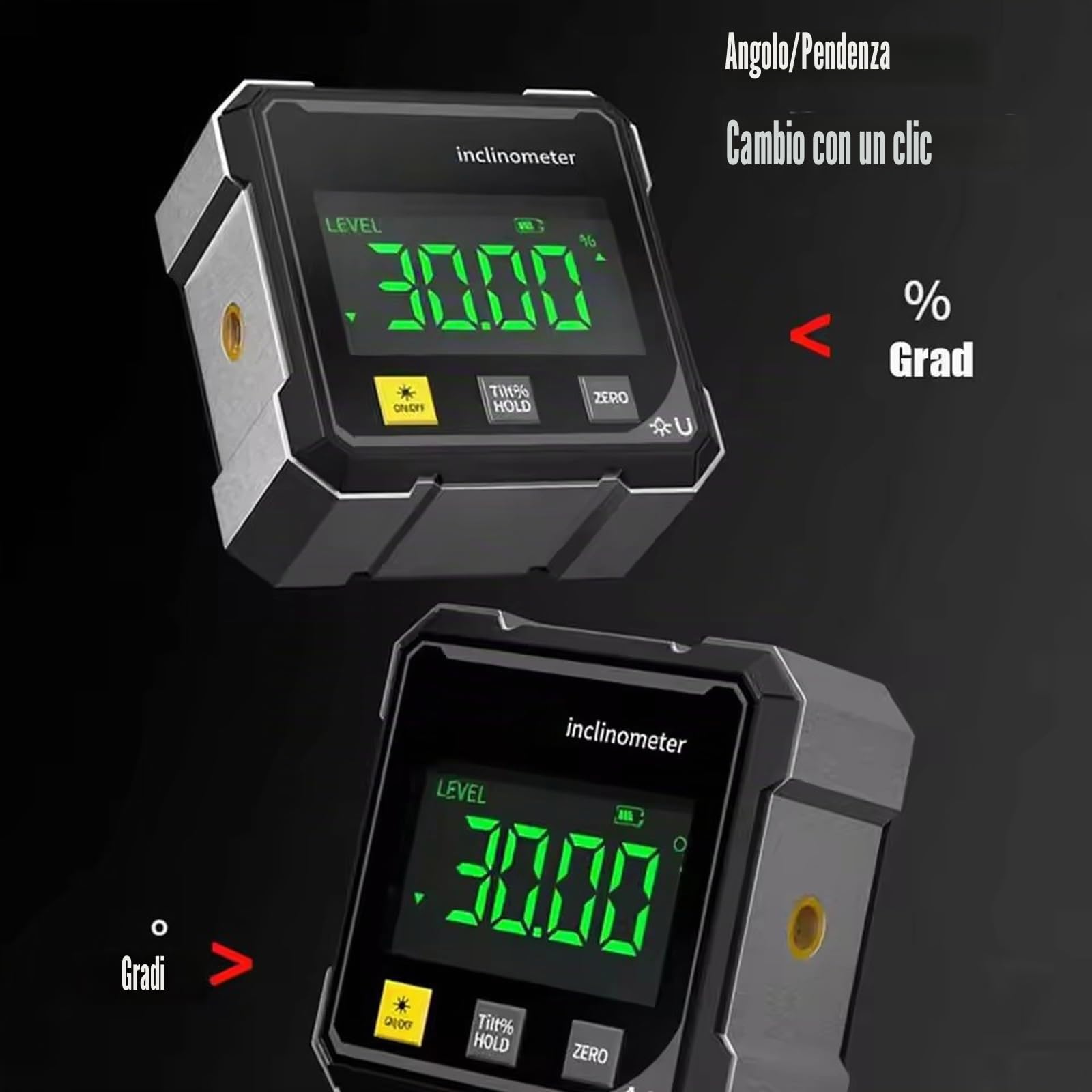 Luminis Precision X1 - Livella a bolla digitale, inclinometro digitale digitale a 4 lati, display LCD, inclinometro per la lavorazione del legno