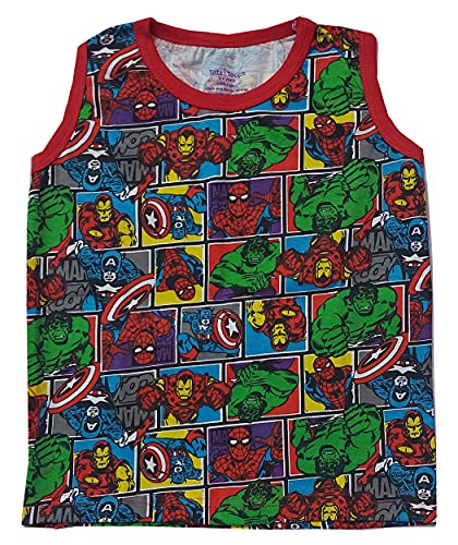 Image of Totz Touch Boys Regular Fit Sleeveless T Shirt / Tees / Vest / Baniyan | Pure Cotton 180 Gsm | Kids Casual Round Collar Tshirts (Pack 5 | Size Options - 0-6 Months / 12-24 Months / 2-3 Years / 3-4 Years / 4-5 Years)