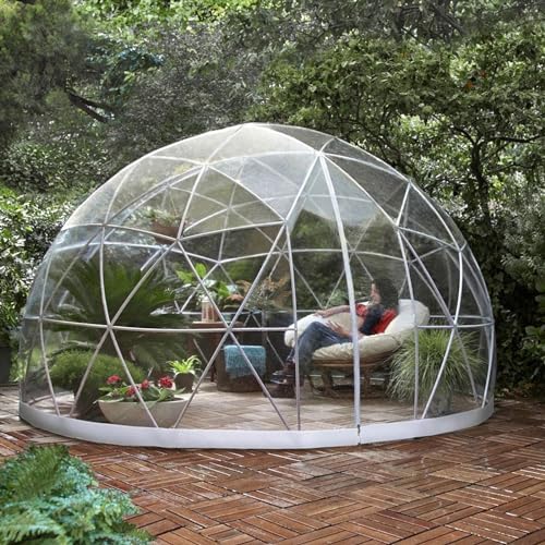 Invernadero de cúpula geodésica de jardín con cubierta de PVC para comedor al aire libre, camping y casa de juegos, estructura iglú de 3,6 m