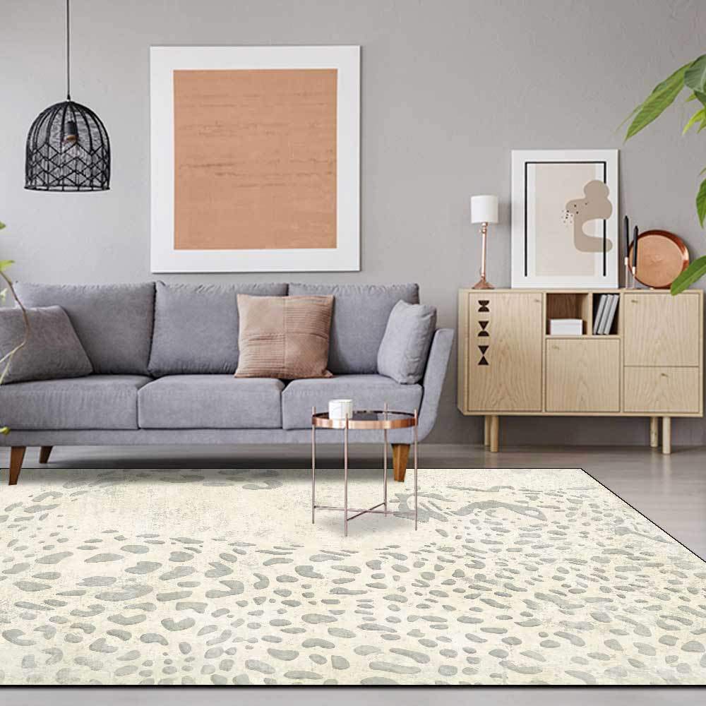 Tapis poils courts 120 x 180 cm lavable antidérapant motif guépard soft