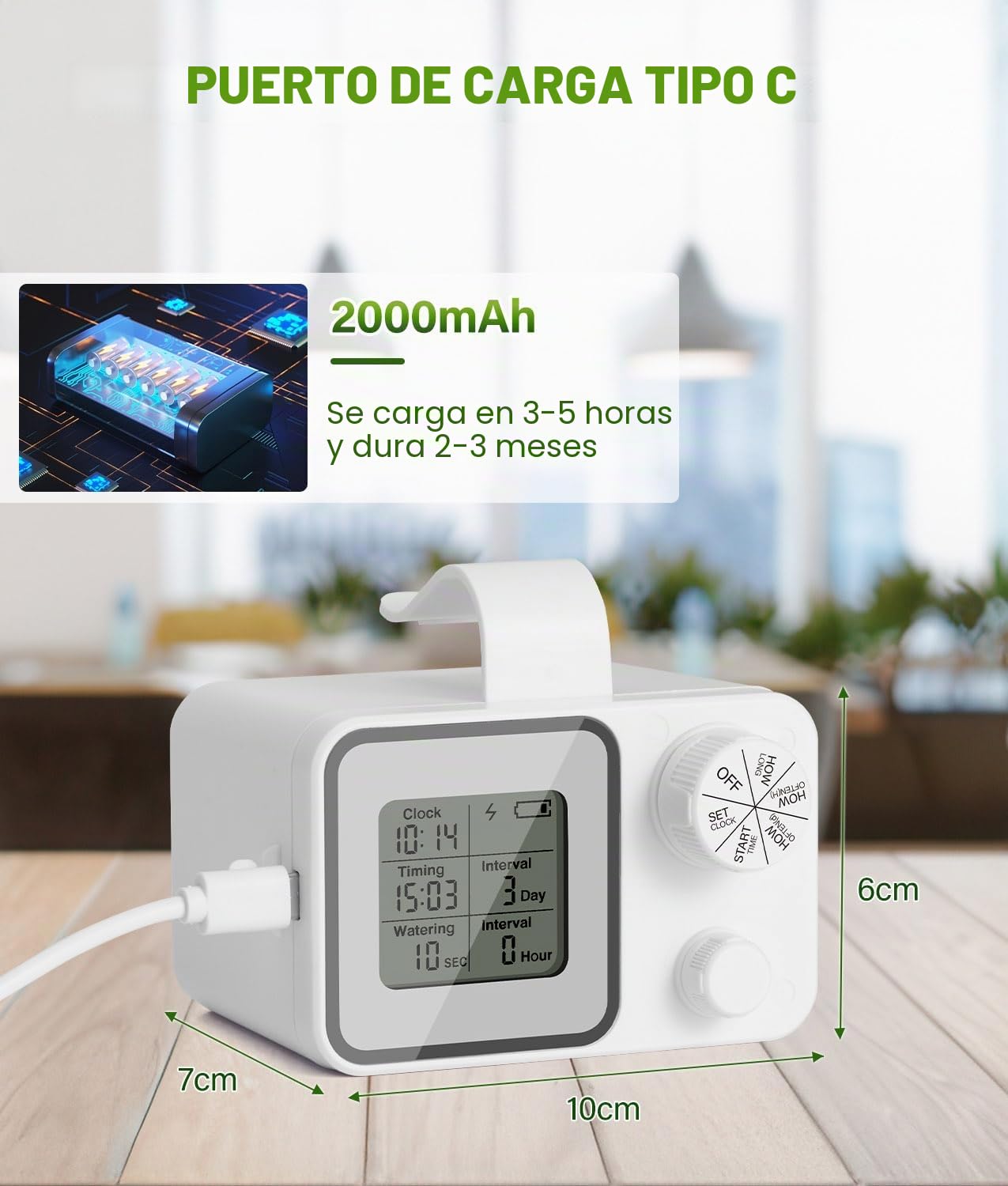Sistema de riego de WADEO, Autorriego interior para 15 plantas en maceta, Kit de riego automático por goteo con temporizador programable, Manguera de 10m