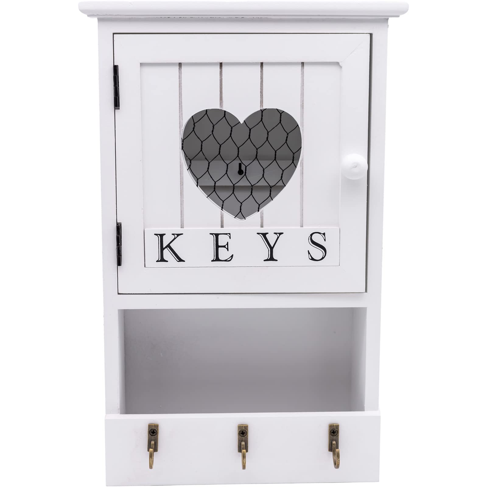 Holz 'Keys' Aufbewahrungsbox für 9 Schlüssel, Herz-Schlüsselloch, hängbarer Schlüsselhakenhalter
