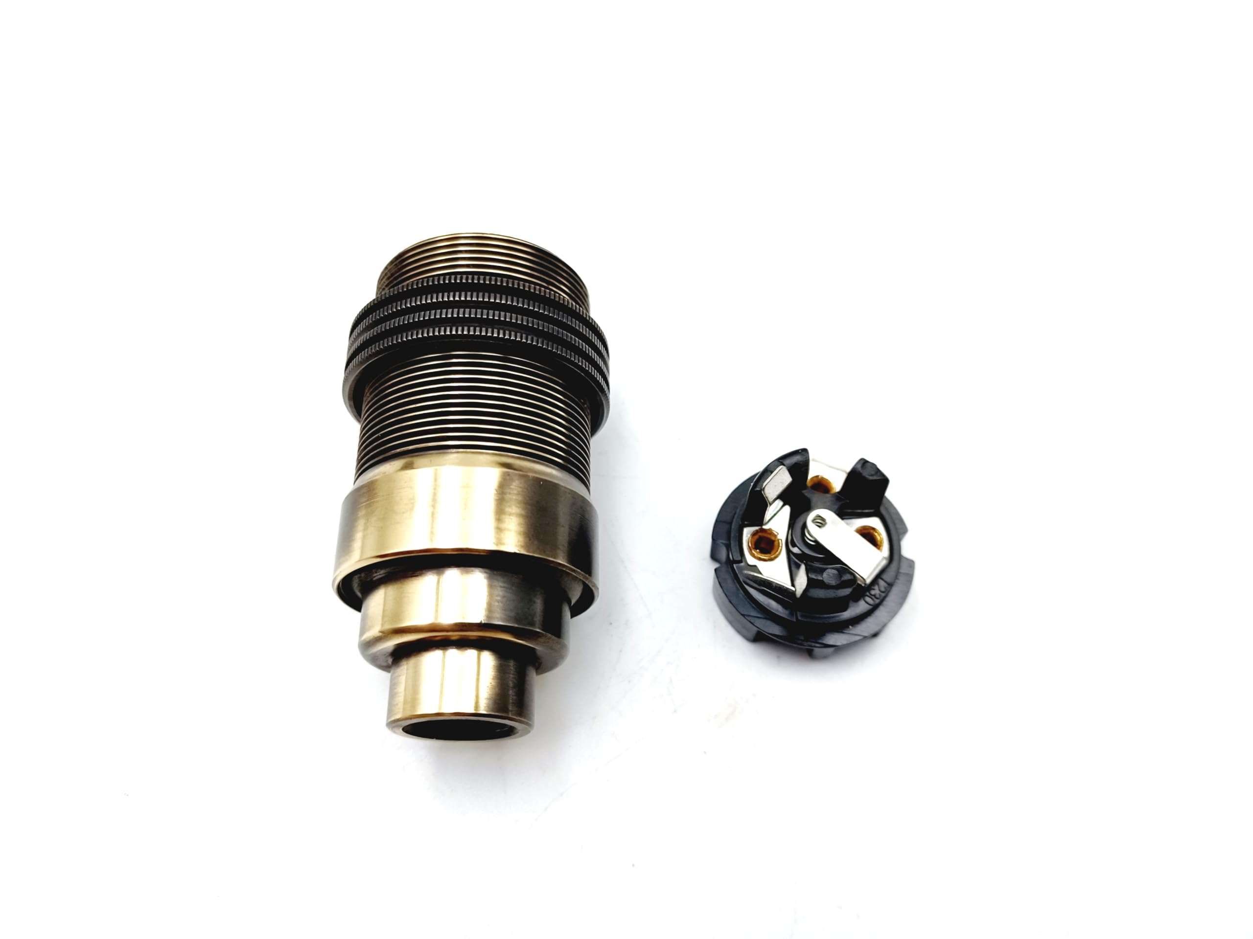 E14 Lamp holder + Shade Rings Solid Brass Choice of Colour M10 Base Thread (Brushed Antique)
