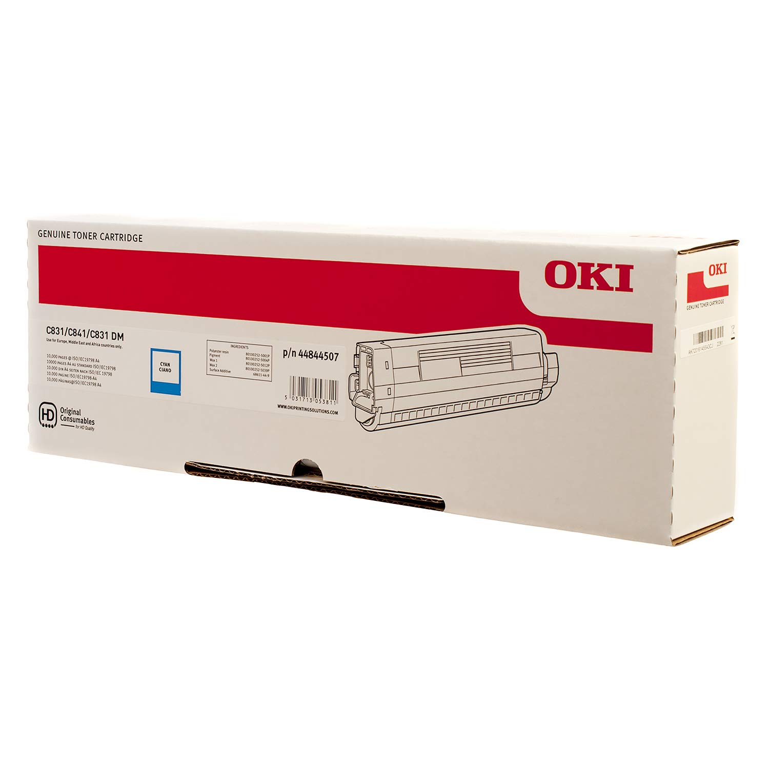 OKI 44844507 toner laserowy - Toner do drukarek laserowych (10000 stron(y), Laser, C831/C841, 5 - 35 °C, 20 - 80%, -15 - 40 °C) Tak