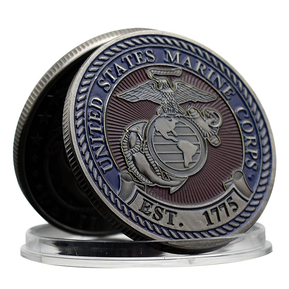 United States Marine Corps Challenge Coin EST.1775 U.S.M.C diabeł pies metalowy medal z plastikowym etui rzemiosło artystyczne