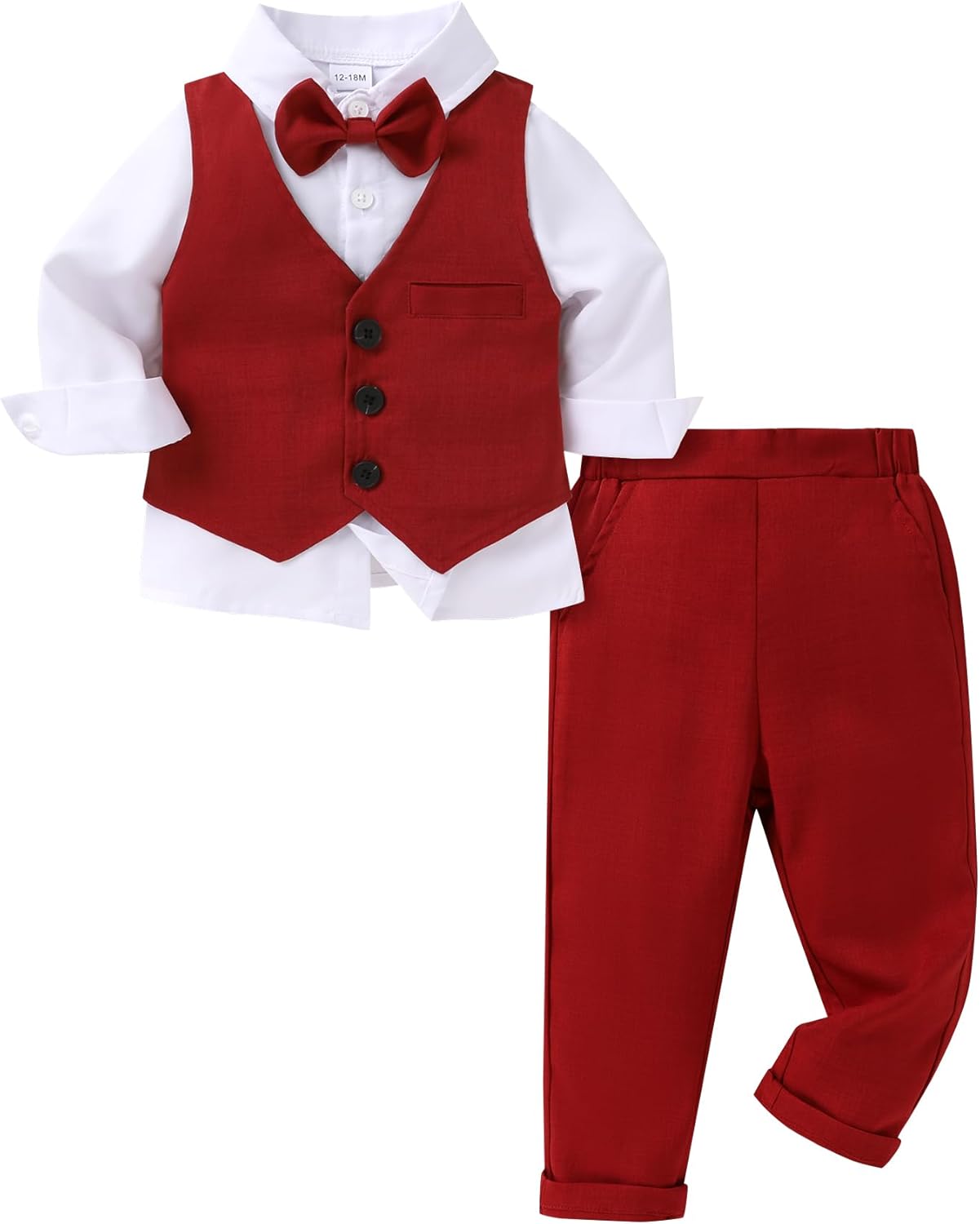 YOUNGER TREE Toddler Boy Clothes Suit Gentleman Wedding Outfits Baby Formal Dress 4-Piece Set