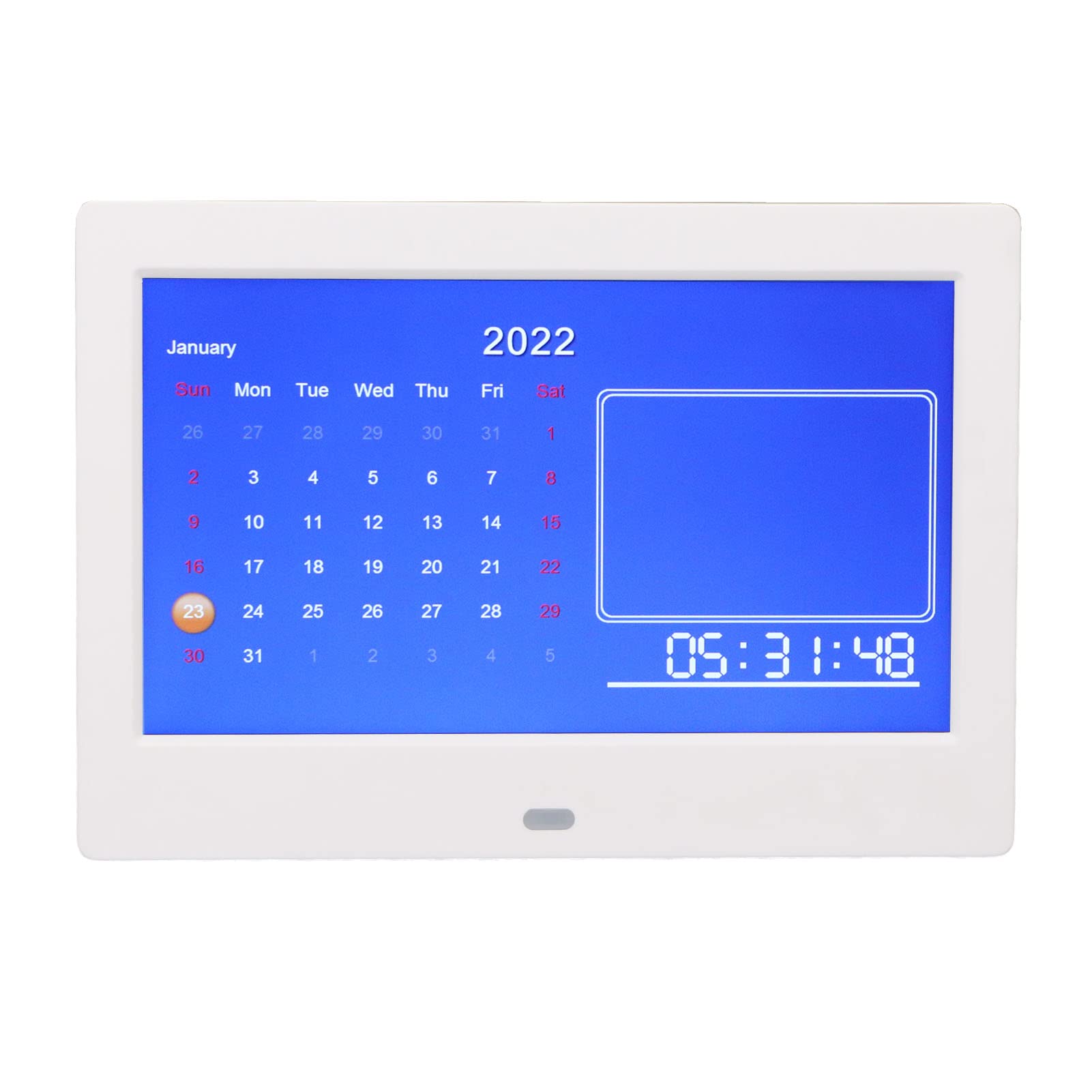 Cornice per Foto Elettronica, Orologio Multilingue 100-240 V Cornice per Foto Digitale Bianca per Ufficio per Amici (Spina europea)