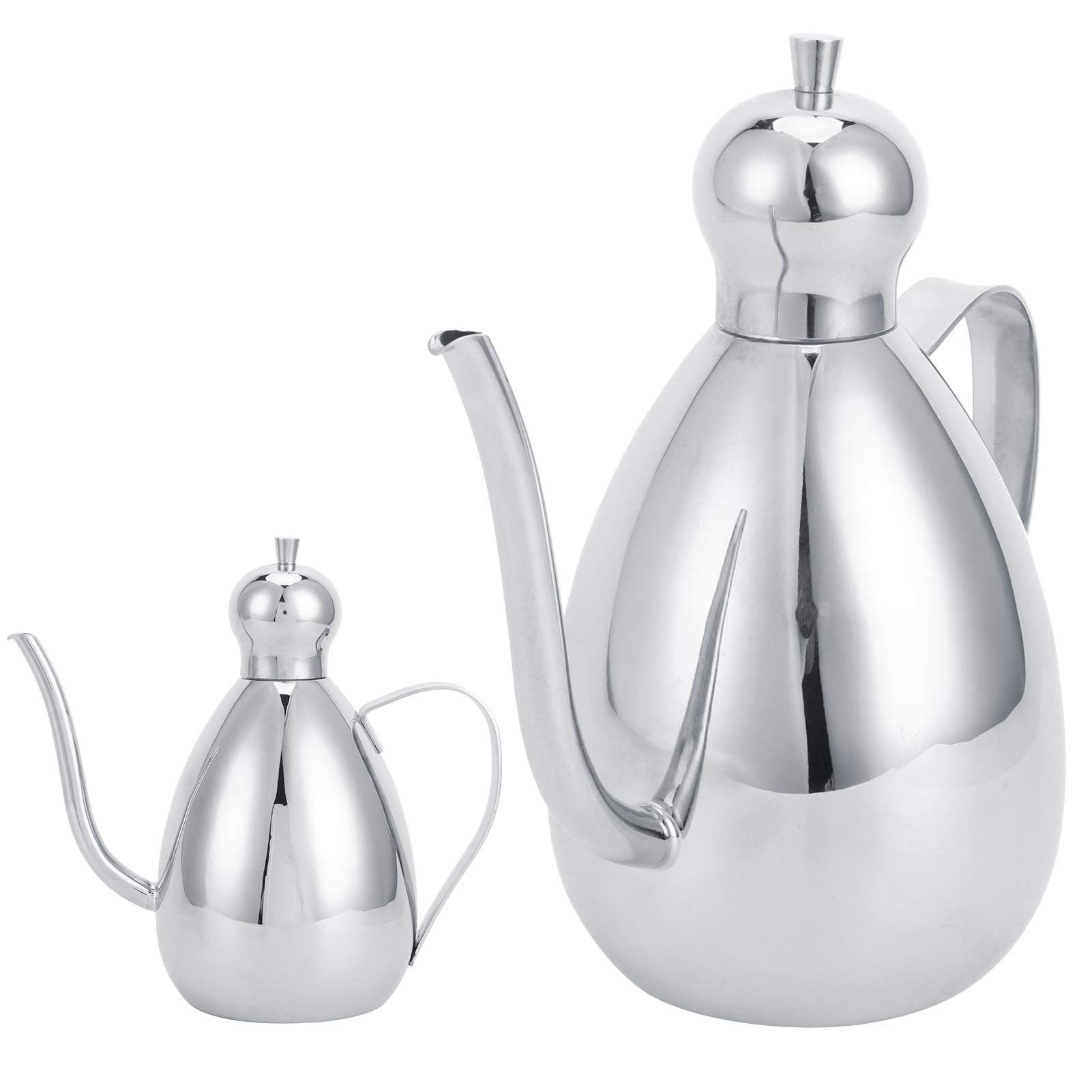 Botella dispensadora de aceite de oliva de alta calidad de 1 litro, dispensador de aceite y vinagre pulido con espejo de acero inoxidable con cubierta de plástico para cocina, ideal para aderezos de