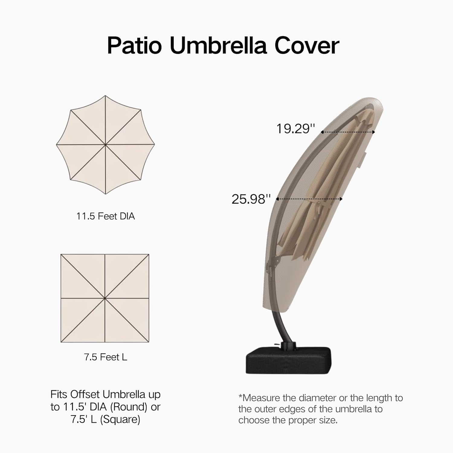 Kingdura 12ft Cantilever Patio Umbrella with Base & Umbrella Cover Included, Large Round Offset Outdoor Pool Umbrella, 360° Rotation & Infinite Tilt, Heavy Duty Aluminum Frame for Deck Backyard, Grey